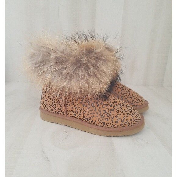 Women's Gypsy Soule Leopard Print Winter Booties Size 6 Faux Fur Inside - Picture 1 of 8